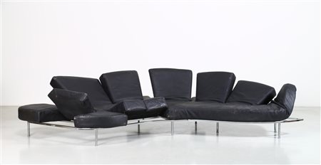 BINFARE' FRANCESCO Divano mod. Flap per Edra 2000. -. . Metallo cromato e pelle