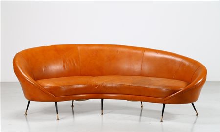 MUNARI FEDERICO Divano curvo, anni 50. -. Cm 235,00 x 82,00 x 120,00. Metallo...