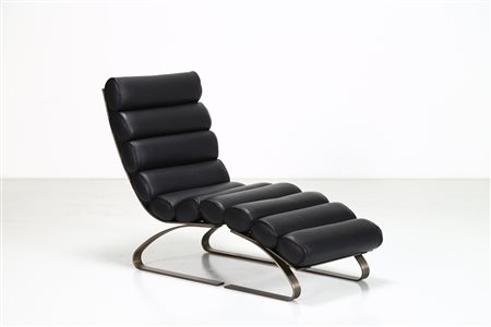 REINHOLD ADOLF & HANS-JÜRGEN SCHRÄPFER Poltrona in metallo ottonato e pelle,...