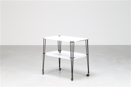 BORSANI OSVALDO (1911 - 1985) Raro carrello portavivande in metallo laccato e...