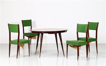 MANIFATTURA ITALIANA Tavolo da gioco con quattro sedie in legno, formica,...