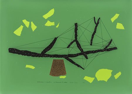 BRUNO MUNARI (1907 - 1998) Sistemazione in un giardino su basamento di pietra...