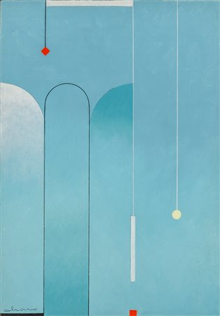 ALVARO MOLTENI (1920 - 2015) Sogno 1987 Olio su tavola 25 x 17,5 cm Firmato...