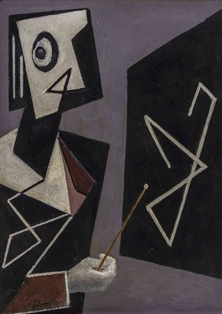 ALBINO GALVANO (1907 - 1990) Picasso in copia! 1955 Olio su tavola 70 x 50 cm...