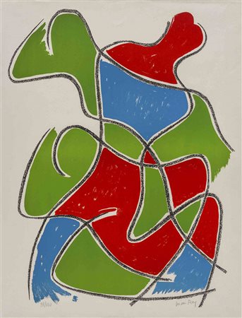 MAN RAY (1890 - 1976) Trois figures 1968 Litografia a colori su carta Arches,...