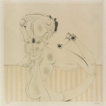 HANS BELLMER (1902 - 1975) Desarticulation sur fond rayé 1972 Litografia a...