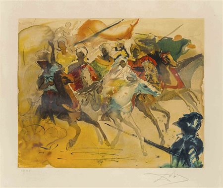 SALVADOR DALÌ (1904 - 1989) La bataille de Tetouan 1971 Litografia a colori...