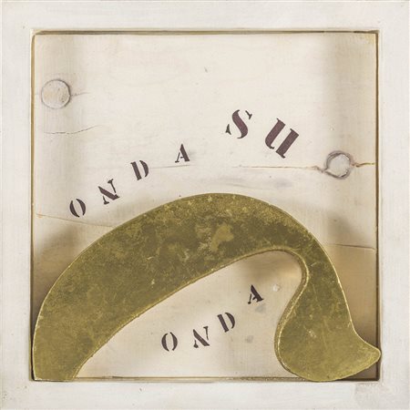 UGO CARREGA (1935 - 2014) Onda su onda Scultura in legno e pittura 23,7 x...