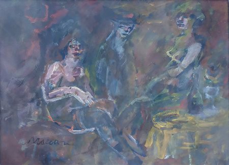 Mino Maccari, Senza titolo, 1965 - 70 Olio su tavola, 40x50 cm Firma in basso...