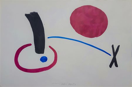 Bruno Munari, Senza titolo, 1951 Inchiostri su carta, 14,3x19,4 cm Firma e...