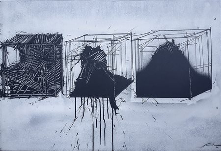 Emilio Scanavino, Studio, 1970 Acrilico su cartone applicato su tavola, 61x87...