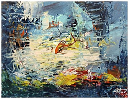 MORENO MORELLI Pisa 1930 – Pisa 1989 Senza titolo Olio su cartone intelato 35...