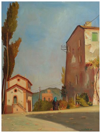 GIO DI BATTE Livorno 1944 Buriano (Volterra) 1973 Olio su tela 80 x 60. Firma...