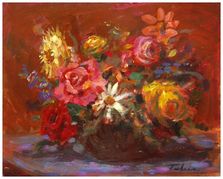 IDILIO FALCIANI Livorno 1914 – Livorno 1982 Natura morta 1967 Olio su tavola...