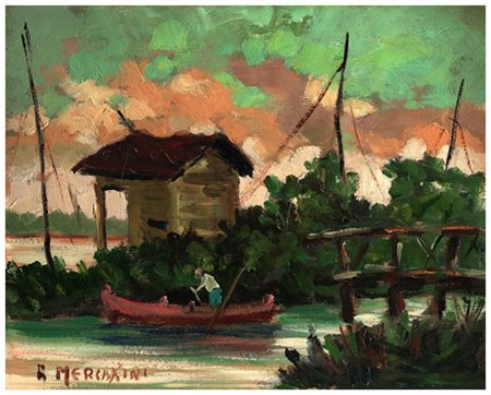 RENZO MERCATINI Chianni 1924 – Livorno 1984 Calambrone 1954 Olio su tavola 20...