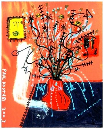 PAUL KOSTABI Whittier (USA) 1962 Delicate balance 2003 Olio su cartone telato...