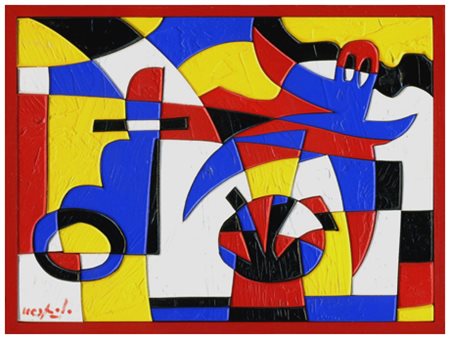 UGO NESPOLO Mosso Santa Maria 1941 Eroico Acrilici su intarsi lignei 18 x 24....