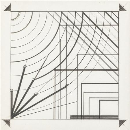 Riccardo Dalisi 1931 Geometri generativa - 1969 tecnica China su cartoncino...