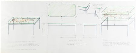 Margherita Manzelli 1968 Progetto per tavolo Hannibal - 2004 tecnica Grafite...