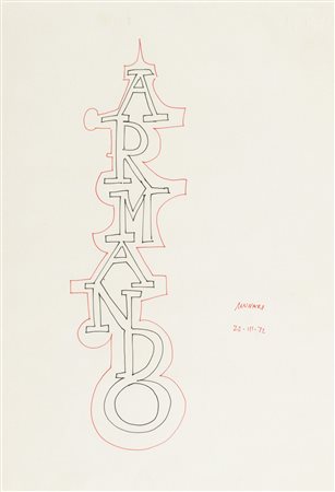 Bruno Munari 1907 - 1998 Armando - 1972 tecnica Inchiostro su carta...