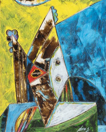 Gianni Dova 1925 - 1991 Testa tecnica Tecnica mista su tela Dimensioni cm. 30...