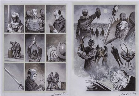 LUCA ROSSI (1969) Dampyr N°12 'Anima persa', pagg. 43 e 44 2001 Tecnica mista...