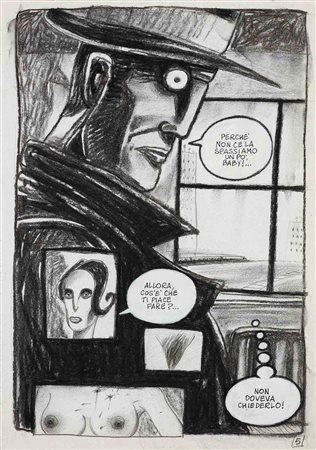 MAURO CICARE' (1957) L'enigma del condominio, tavola 5 2006 Matita e china su...