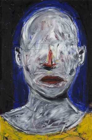 AKAB (1976) Senza titolo Pastelli a olio su carta di giornale 28 x 18 cm