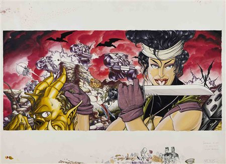 GIUSEPPE PALUMBO (1964) Maschiacce armate pesantemente 1994 Tecnica mista su...