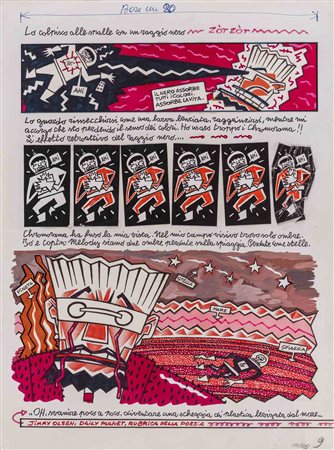 MASSIMO GIACON (1961) Chromorama, tavola 9/9 1984 Tecnica mista su carta 45 x...