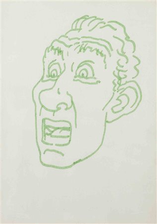 ANDREA PAZIENZA (1956 - 1988) Volto Pennarello su carta Fabriano 30 x 22 cm