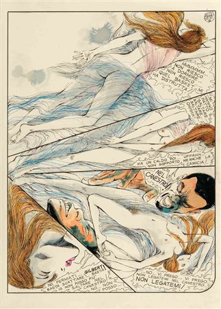 GUIDO CREPAX (1933 - 2003) Becky Lee 1986 Tecnica mista su cartoncino...