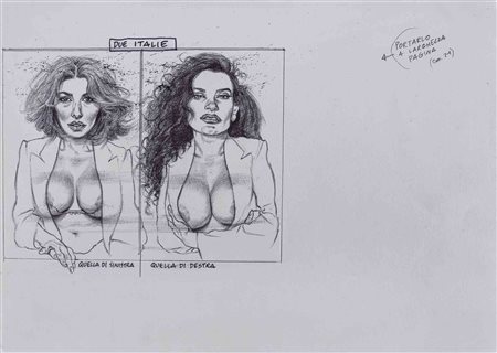 RICCARDO MANNELLI (1955) Due Italie Matita e penna a sfera su carta 21 x 29,7 cm