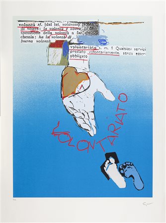 Mario Schifano Homs 1934 – Roma 1998 Serigrafia e collage su carta esemplare...
