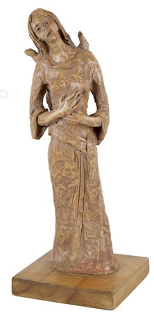 Annamaria Mattencini scultura in terracotta su base in legno cm 32x10x8 (base...