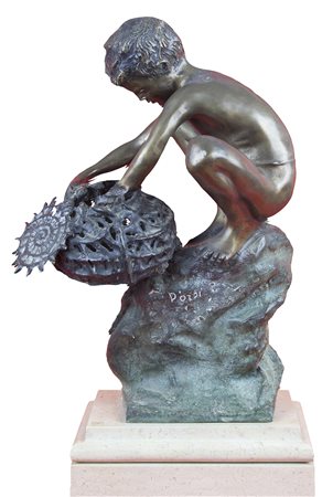 Achille D'Orsi Napoli 1845-1929 "Il pescatore di polpi" scultura in bronzo...