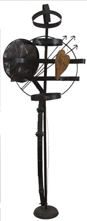 Mimmo Avellis "Il tenero Ulisse" scultura, assemblaggio in ferro e legno cm...