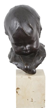 Bernardo Balistreri Palermo 1884-1965 "Testa di bambino" scultura in bronzo...