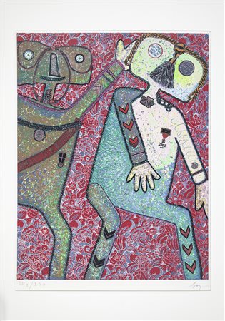 Enrico Baj Milano 1924 – Vergiate 2003 Litografia e passamaneria esemplare...