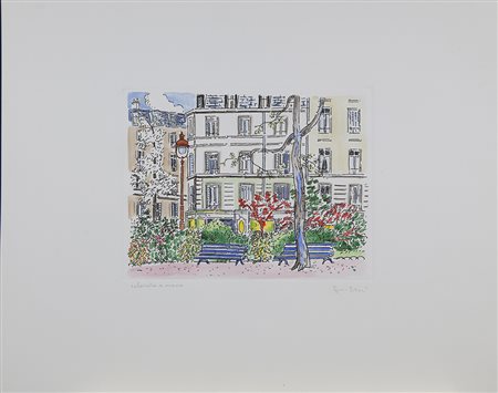 Orfeo Tamburi Jesi 1910 – Parigi 1994 "Parigi" acquaforte acquerellata a mano...