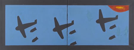 Franco Angeli Roma 1935– 1988 "Senza titolo" tecnica mista su n.2 tele fine...