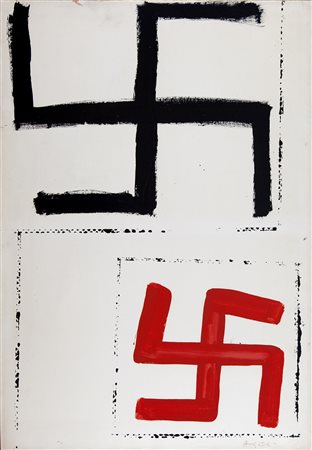 Franco Angeli Roma 1935– 1988 "Senza titolo" tecnica mista su carta intelata...