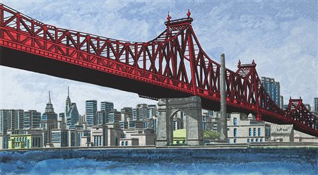 Tonino Caputo Lecce 1933 "Queens Borough Bridge" serigrafia su carta...
