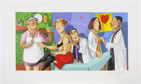 Pino Procopio Guardavalle 1954 "Questioni di cuore" serigrafia su carta...