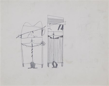 Pino Pascali Bari 1935 – Roma 1968 "Killers" matita su carta anno 1961 cm...