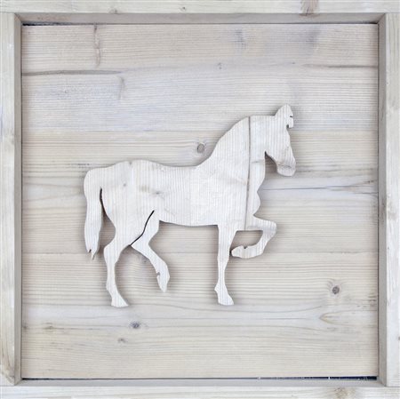 Mario Ceroli Castel Frentano 1938 "Cavallo" scultura in legno anno 2008 cm...