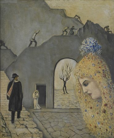 MARTINI ALBERTO (1876 - 1954) La scala della fortuna. 1939. Olio su tela . Cm...