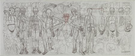 NITSCH HERMANN (n. 1938) L'ultima cena. 1983. Serigrafia su stoffa. Cm 389,00...