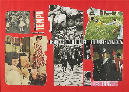 MICCINI EUGENIO (1925 - 2007) Un'inchiesta. 1965. Collage su cartoncino. Cm...