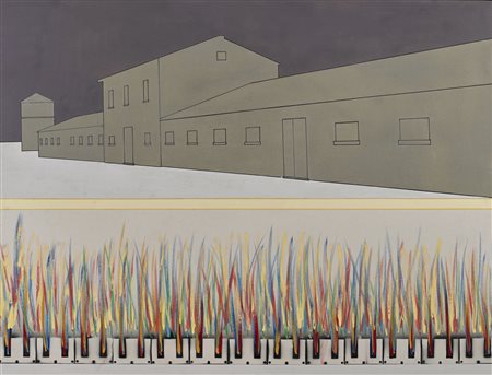 MAMBOR RENATO (n. 1936) Paesaggi tagliati casolare. 2006. Tecnica mista su...